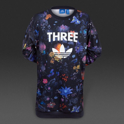 Adidas Originals Basketball Allover Print Crew Multicolor / White for Girls